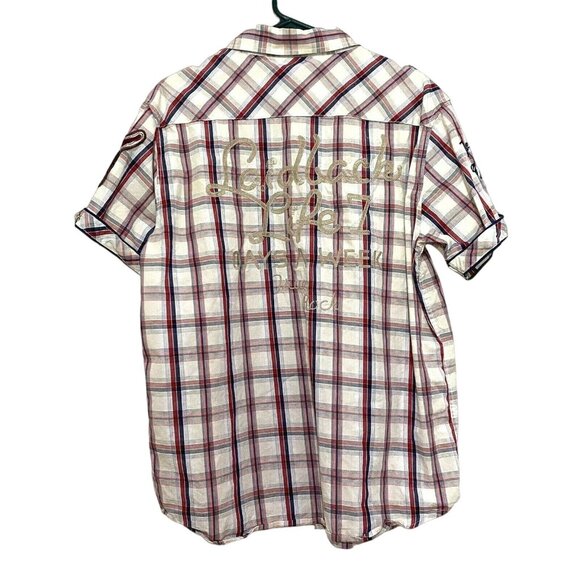 True Rock Plaid Pearl Snap Shirt Mens XL Western Rockabilly Rodeo Country - Picture 2 of 7